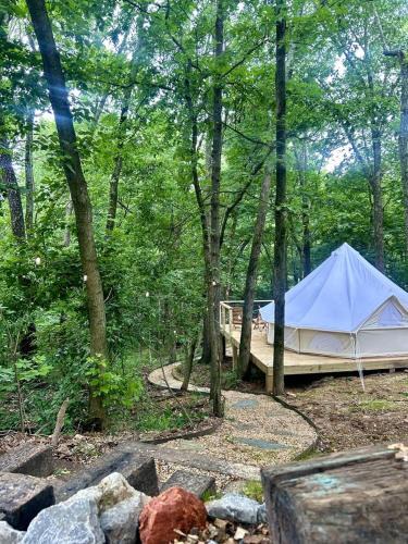 Gentry Other | Charming Woodland Glamping Tents with Fire Pit and Elevated Decks near Gentry, West Virginia