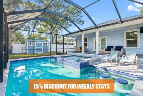 Riverside Heights House | Luxury Stay Heated Pool and Hot Tub Fenced Yard