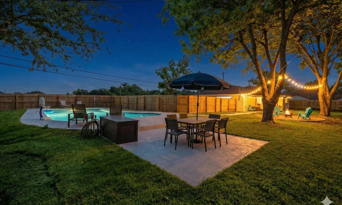Deer Park House | Poolside Paradise: Arcade & Firepit Fun