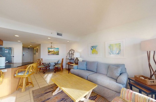 Belle Vista Condo | Beachfront 2BR at Vistas on the Gulf. Heated Pool and Hot Tub. Primary Bedroom with a Beach View.