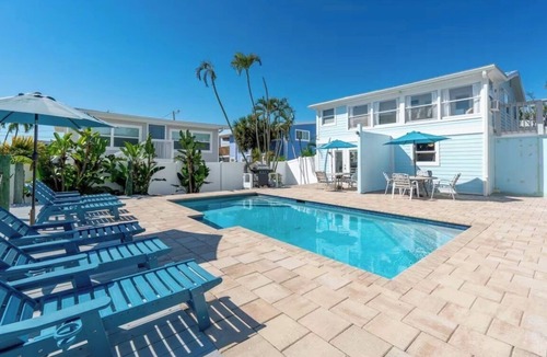 Fort Myers Beach House | Best Location on FMB! AWESOME SALTWATER POOL! WALK EVERYWHERE! 2nd floor unit