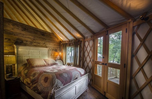 Topton Cabin | Chic Creek Yurt Comfy for Four in Topton, North Carolina