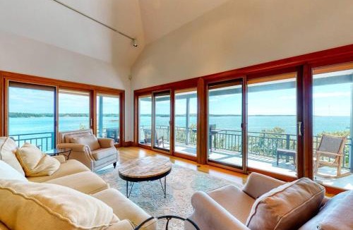 Isle of Springs House | Delightful oceanfront home with amazing views, wrap-around deck & two fireplaces