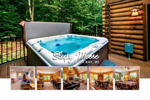 Cozy Log Cabin with Hot Tub & Firepit near Pebble Beach, Sister Bay, Wisconsin