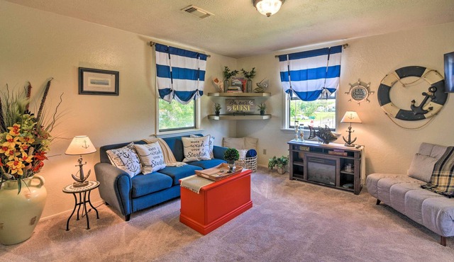 Nautical Condo w/ Shared Patio, 1 Mi to Beach
