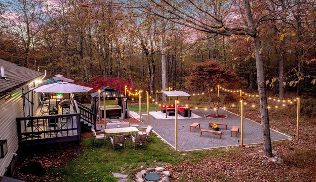 Private Pocono Retreat on 2+ Acres Hot Tub Game Room Sleeps Groups Comfortably