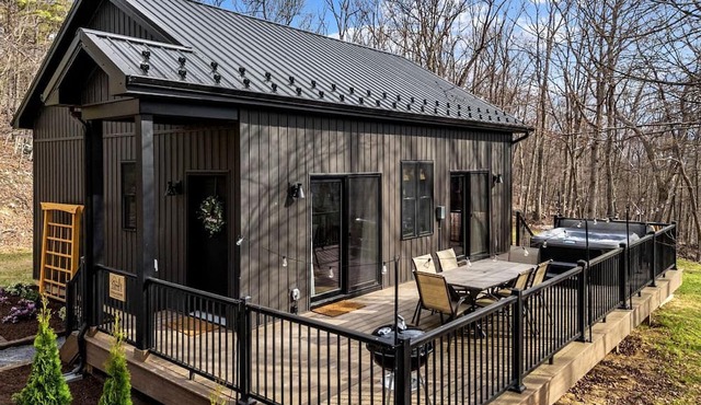 Rustic-Modern Cabin Escape with Hot Tub & Sauna in Great Cacapon, West Virginia