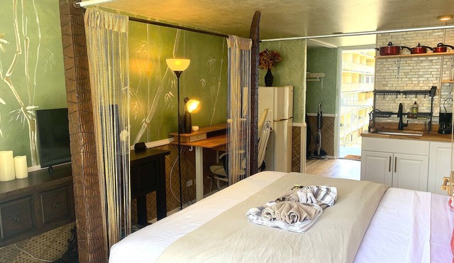 Waikiki Living, 4 blocks from surf, mountain views, king size bed and office!