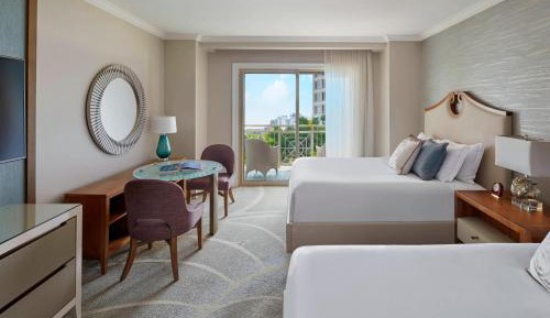 Deluxe Queen Room with Two Queen Beds with Roll-In Shower and Balcony - Mobility and Hearing Accessible